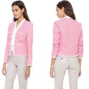 L'AGENCE Jules Metallic Tweed Raw Hem Jacket Size 0